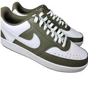NIB Nike Court‎ Vision Low Men's Sneakers Olive & White Leather Size  M 9 W 10.5